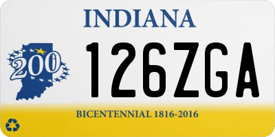 IN license plate 126ZGA