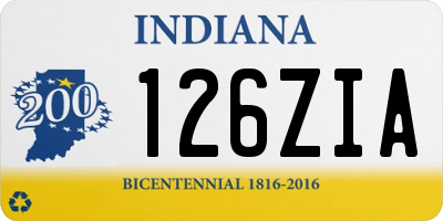 IN license plate 126ZIA