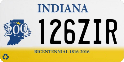 IN license plate 126ZIR