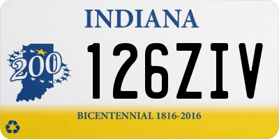 IN license plate 126ZIV