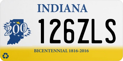 IN license plate 126ZLS