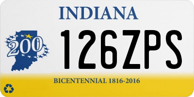 IN license plate 126ZPS