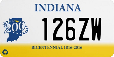 IN license plate 126ZW