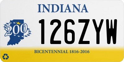 IN license plate 126ZYW