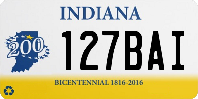 IN license plate 127BAI