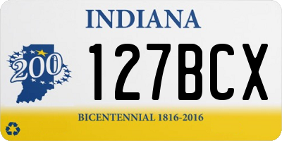 IN license plate 127BCX