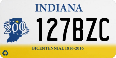 IN license plate 127BZC