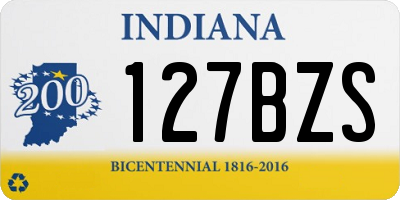 IN license plate 127BZS