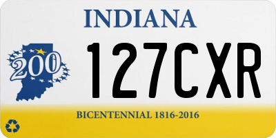 IN license plate 127CXR