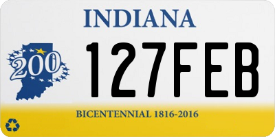 IN license plate 127FEB