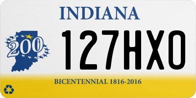 IN license plate 127HXO