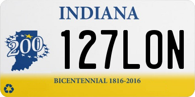 IN license plate 127LON