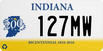 IN license plate 127MW