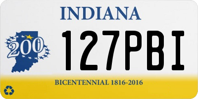 IN license plate 127PBI