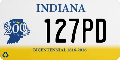 IN license plate 127PD