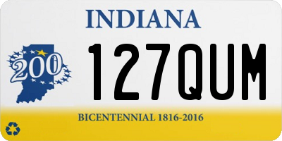 IN license plate 127QUM