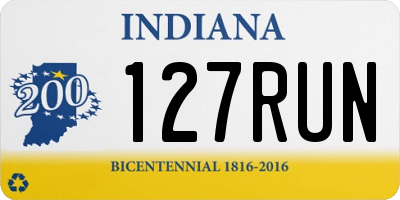 IN license plate 127RUN