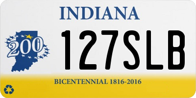 IN license plate 127SLB