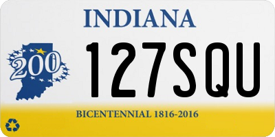 IN license plate 127SQU