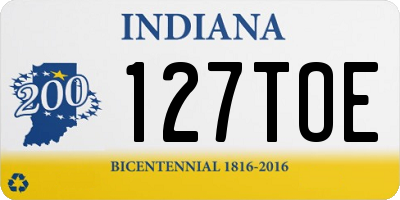 IN license plate 127TOE