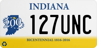 IN license plate 127UNC