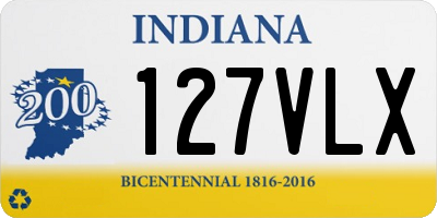 IN license plate 127VLX
