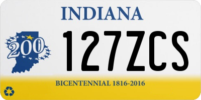 IN license plate 127ZCS