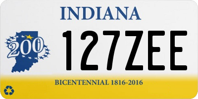 IN license plate 127ZEE