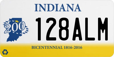 IN license plate 128ALM