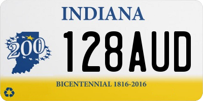 IN license plate 128AUD
