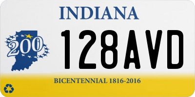 IN license plate 128AVD