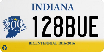 IN license plate 128BUE