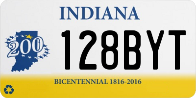 IN license plate 128BYT