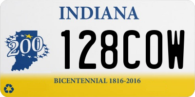 IN license plate 128COW