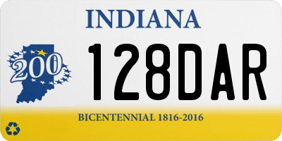 IN license plate 128DAR