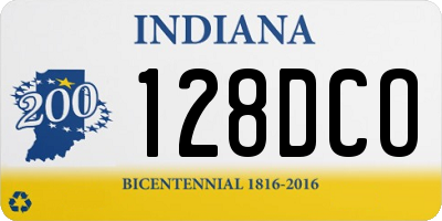 IN license plate 128DCO