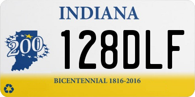 IN license plate 128DLF