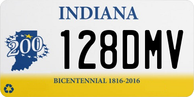 IN license plate 128DMV