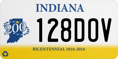 IN license plate 128DOV