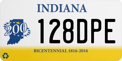 IN license plate 128DPE