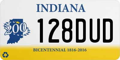 IN license plate 128DUD