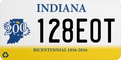 IN license plate 128EOT