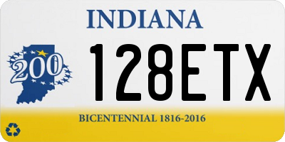 IN license plate 128ETX