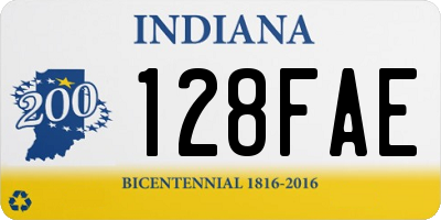 IN license plate 128FAE