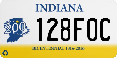 IN license plate 128FOC