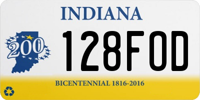 IN license plate 128FOD