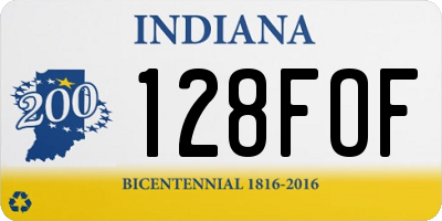 IN license plate 128FOF