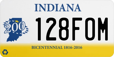 IN license plate 128FOM
