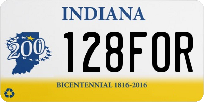 IN license plate 128FOR