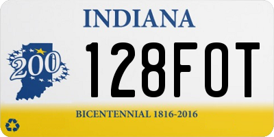 IN license plate 128FOT